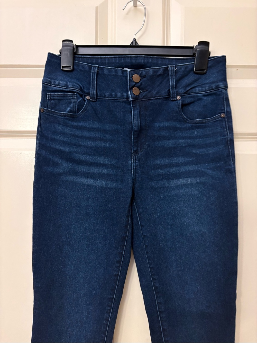 JustFab Dark Indigo High-Rise Skinny Jeans - Picture 2 of 7